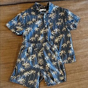 Zara Kids Navy Palm Print Set